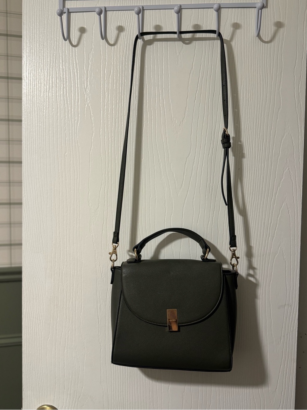 Structured Top-Handle Crossbody Bag in Dark Green